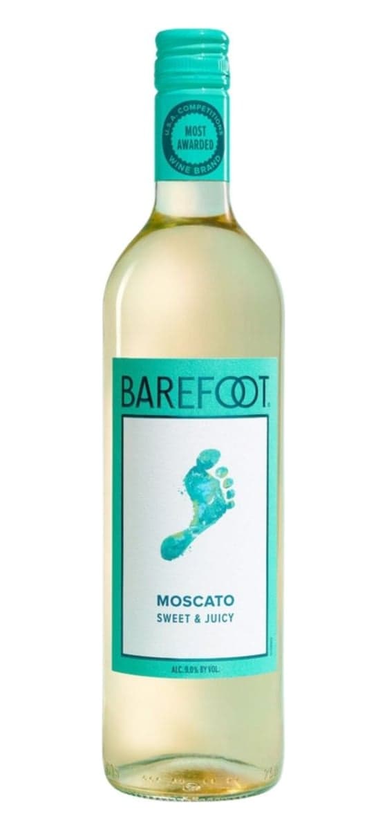 Bottle of Barefoot Moscato
